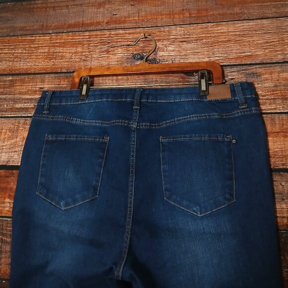 Tahari Jeans Plus Size 20 W Chloe Skinny Ankle Fit Solution Blue Denim Stretch - Picture 5 of 9